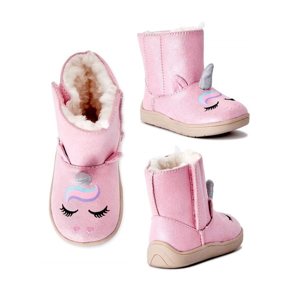 NWT Wonder Nation Baby Girl Cozy Faux Shearling Winter Boot Size 2